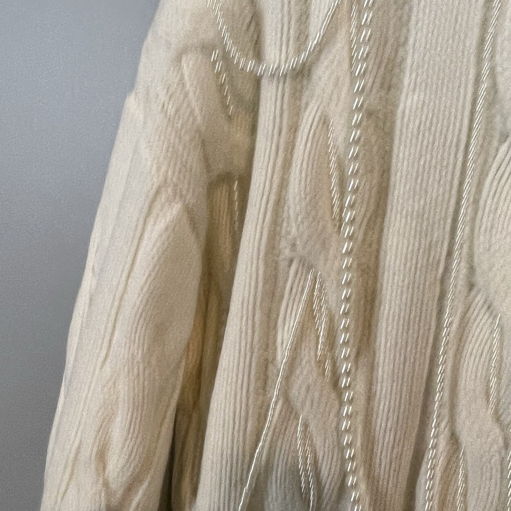 Blue B Ivory Cableknit Sweater with Pearl Beads Womens Size Medium NWT - Picture 5 of 10